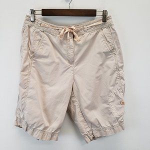 J Jill Womens Drawstring Shorts Size 10 Beige High Rise Flat Front Casual Summer